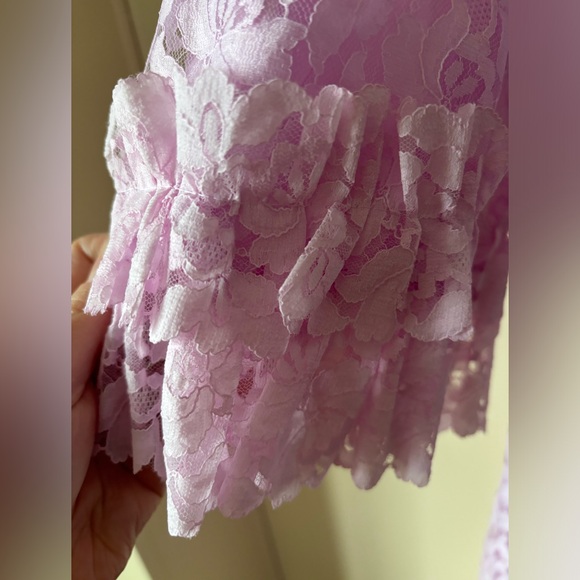 VINTAGE lilac lace jacket with ruffled sleeves and yoke size medium large - Picture 5 of 6